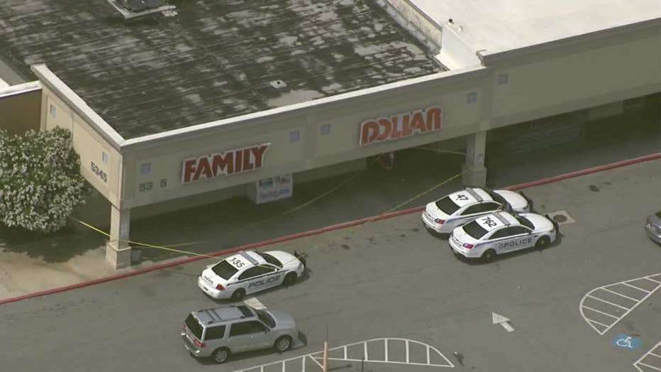 Gwinnett County Police investigate a stabbing at a store off Jimmy Carter Blvd. near Singleton Road near June 5, 2023.