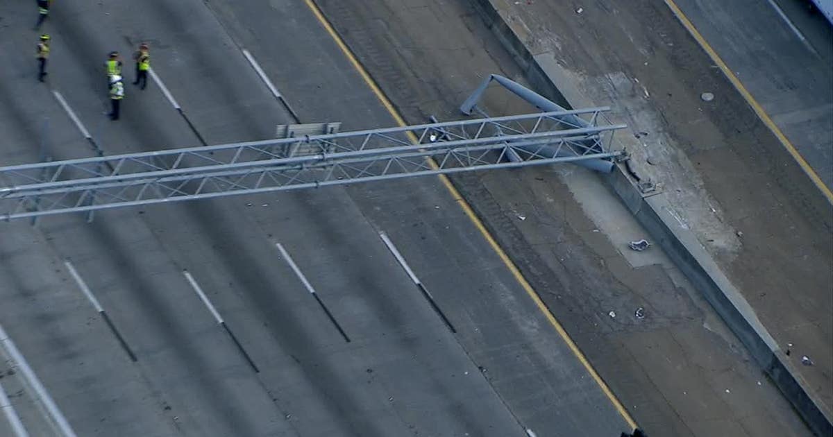 All I-75 lanes reopen after dump truck takes out sign | FOX 5 Atlanta