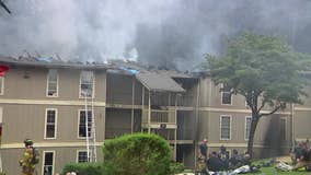 Firefighters battle flames at Stone Mountain apartment complex