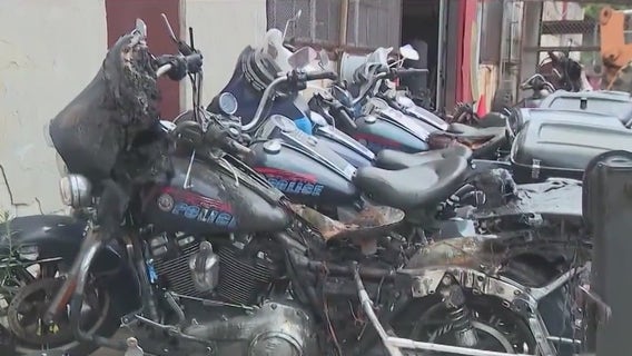 Up-close look at damage from arson attack on Atlanta police motorcycles