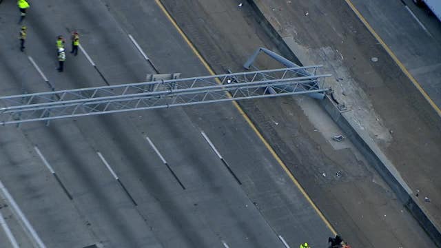 All I-75 lanes reopen after dump truck takes out sign