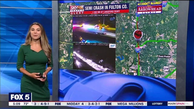 I-285 NB near Arthur Langford Parkway reopens after truck fire Monday night