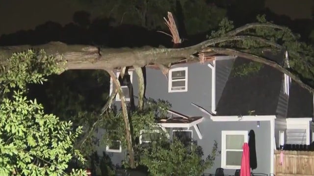 Woman recovering after large tree falls on NW Atlanta home
