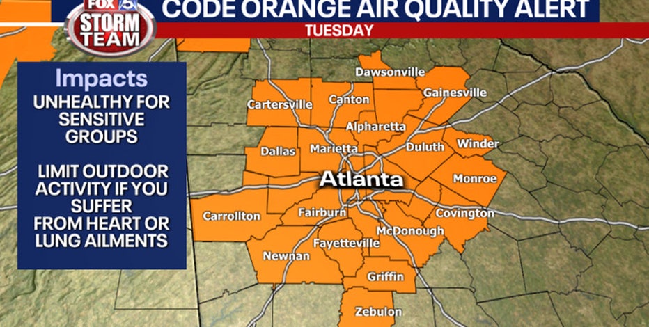 Code Orange Air Quality Alert issued for metro Atlanta over 