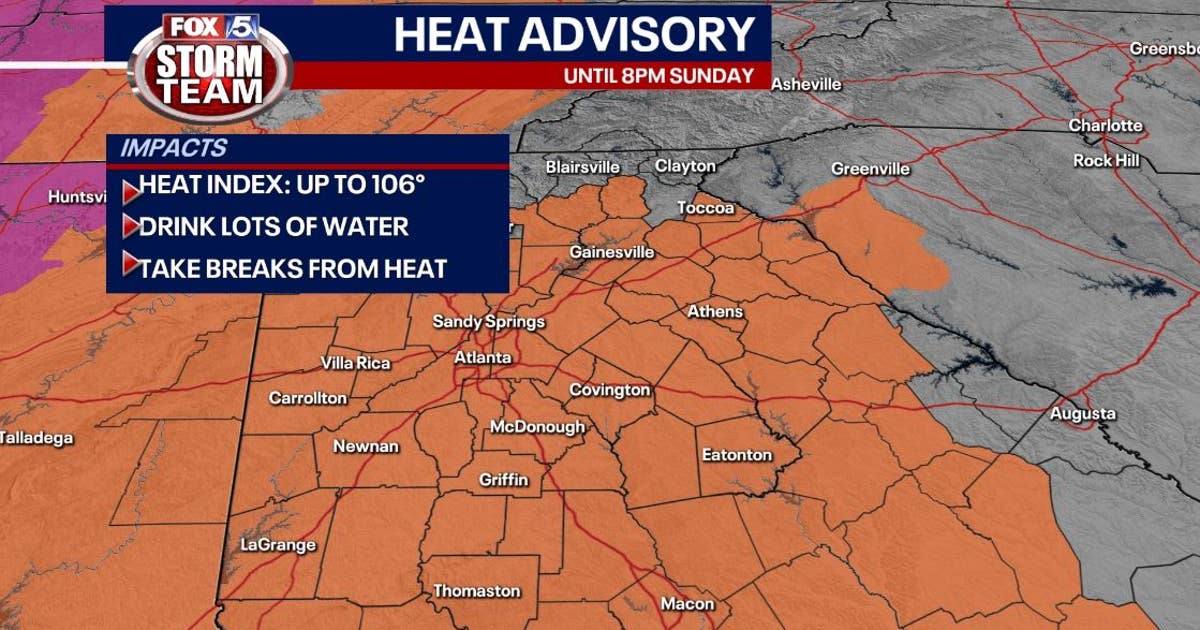 Heat Advisory in effect until 8 p.m. Sunday for North Georgia before ...