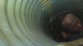 Suspected porch pirate crawls into sewer to try to escape police