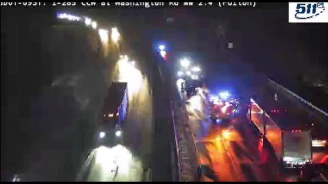 Spinout crash shuts down I-285 North in Fulton County