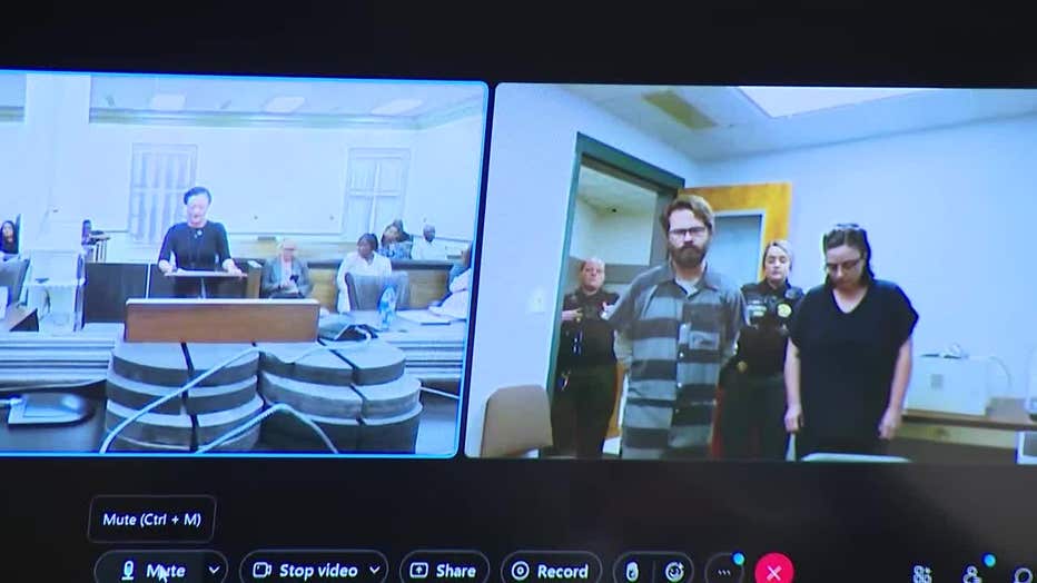 Tyler Shindley and his wife, Krista, appeared in court on Aug. 14, 2023.