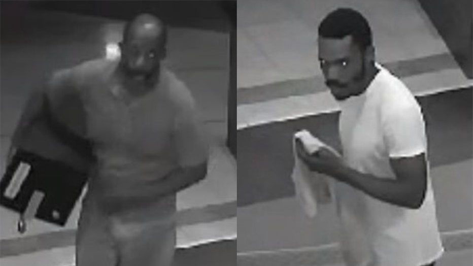 Atlanta Police say these men broke into the Al-Farooq Masjid along 14th Street and stole the donation box on Aug. 11, 2023.