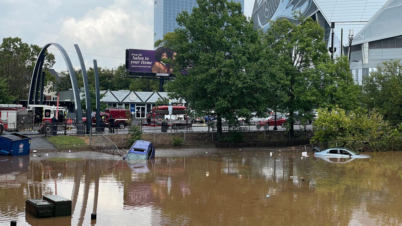 Flooding from severe storms impacts Downtown Atlanta