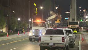 Crews remove crane that collapsed parking deck at Summerhill shopping center