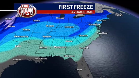 When could Georgia see its first freeze?