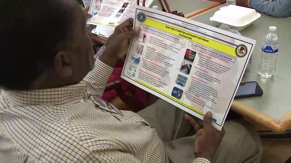 New placements from the FBI are being distributed to senior centers and other places where older Americans are taking their meals to try to help educate them about targeted scams.