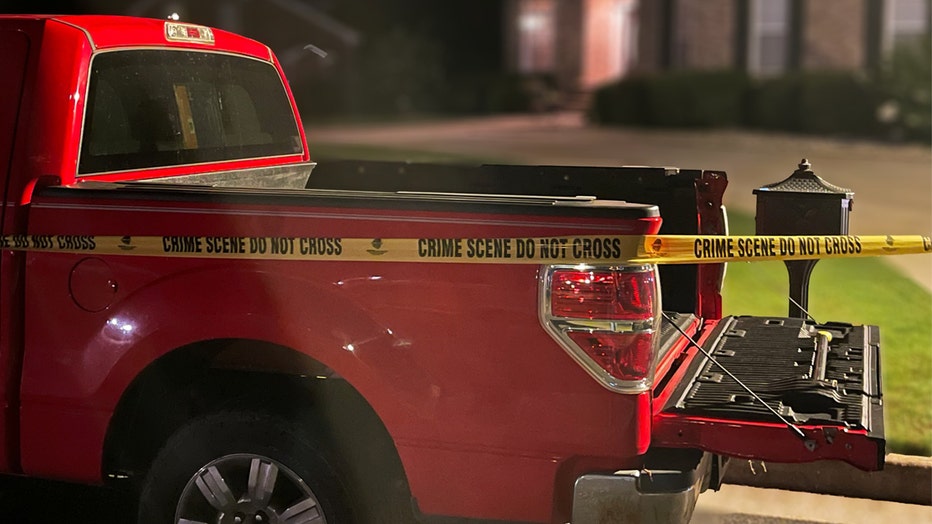 The Fayette County Sheriffs Office released this photo of a red Ford F-150 in front a home where an intruder was shot on the morning of Sept. 14, 2023.