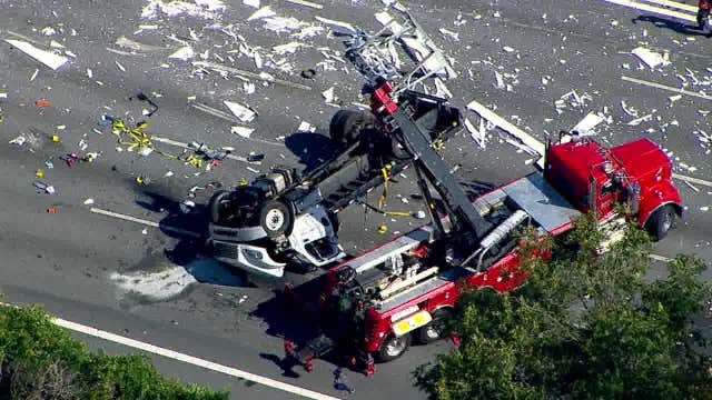 Overturned tractor-trailer shuts down lanes on I-85 near Chamblee-Tucker Road