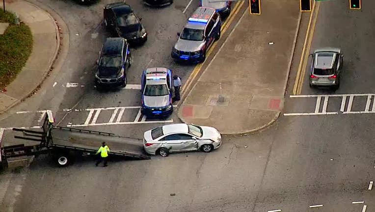 A car was being cleared from Boulevard at I-20 after a high-speed chase on Oct. 25, 2023.