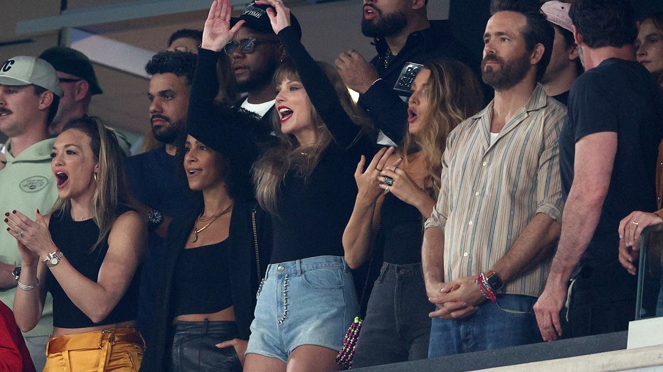 Taylor Swift cheers on Kansas City Chiefs in New Jersey with other