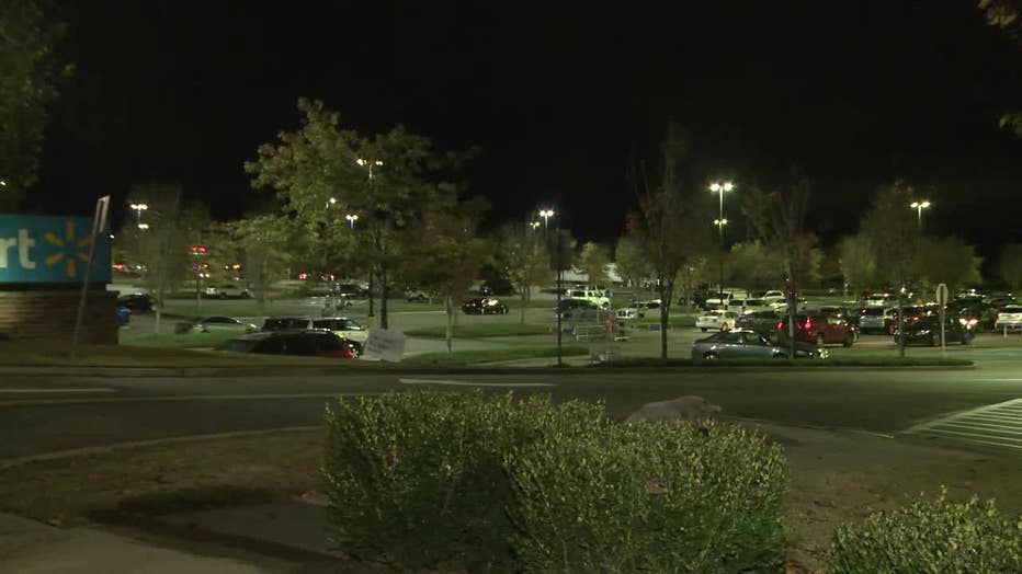 The parking lot of the Holly Springs Walmart.