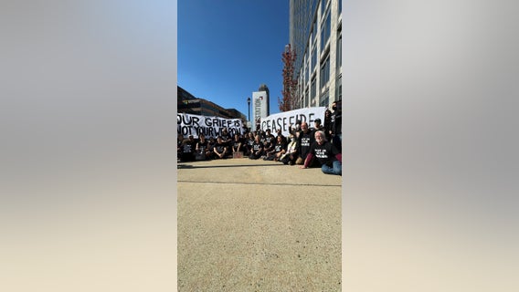 Atlanta's Jewish Voice for Peace march on Sen. Ossoff's midtown office