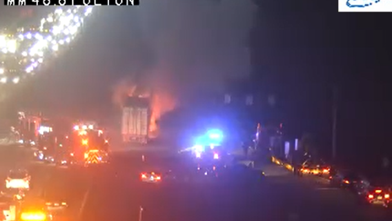 I-20 WB at Fulton Industrial Blvd. blocked for hours after tractor-trailer fire