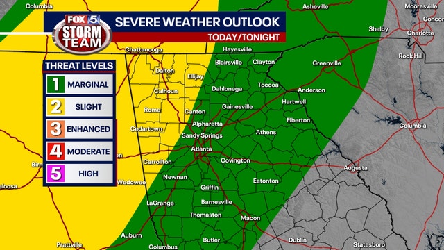 Risk of severe storms overnight for metro Atlanta, North Georgia
