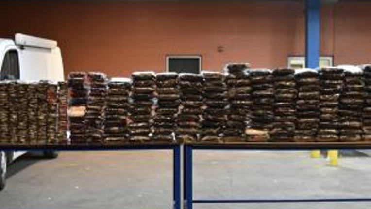 A pile of hard narcotics, reportedly worth more than $10.2 million on the streets, was seized at the Southern border in Laredo, Texas on Dec. 21, 2023.