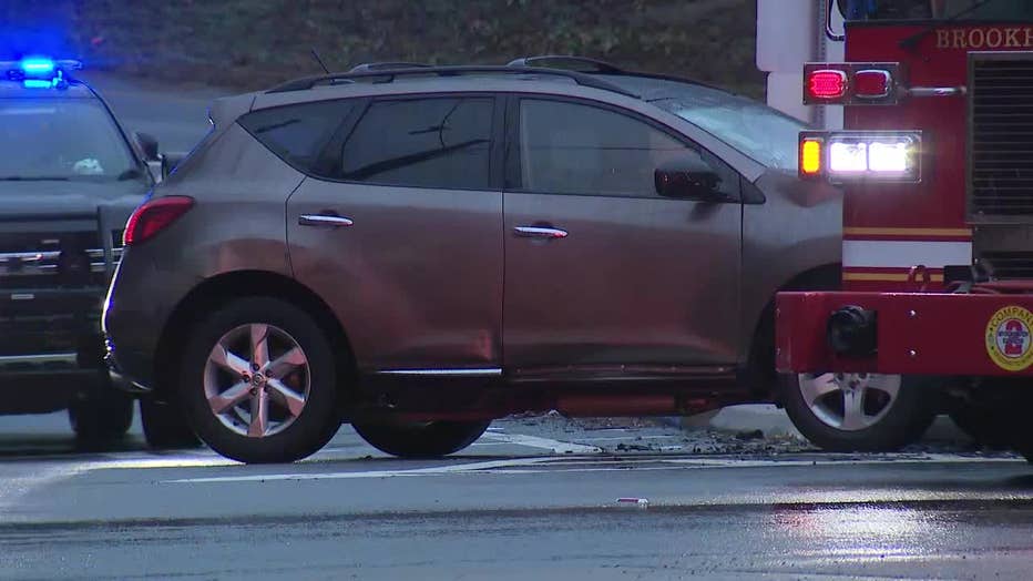 DeKalb County firefighters were not injured when a car slammed into their fire truck near the exit ramp from I-85 to Clairmont Road in Brookhaven on Dec. 25, 2023.