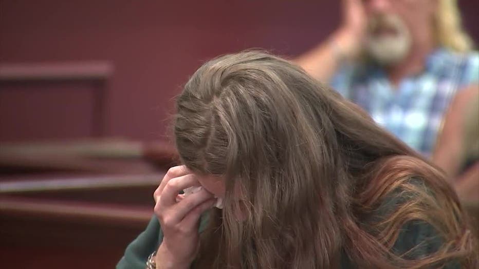 Hannah Payne, charged in a deadly road rage shooting along Riverdale Road, appears in a Clayton County courtroom on May 8, 2019.
