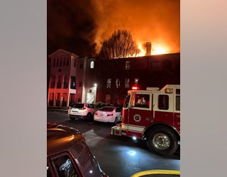 Firefighters battle a massive apartment fire at the MAA Spring apartments located along Spring Hill Parkway SE in Cobb County on Jan. 4, 2024.