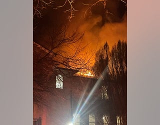 Firefighters battle a massive apartment fire at the MAA Spring apartments located along Spring Hill Parkway SE in Cobb County on Jan. 4, 2024.