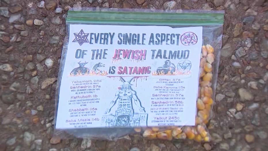 An unwanted pamphlet expressing anti-Jewish rhetoric lays on the street of Sandy Springs subdivision in this undated photo.