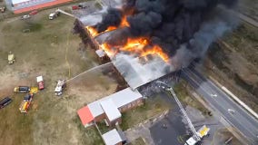 Massive blaze at former Jockey plant in Cedartown shuts down West Avenue