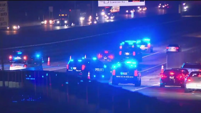 A deadly hit-and-run involving a motorcyclist shut down I-85 just north of I-285 in DeKalb County on Feb. 22, 2024.