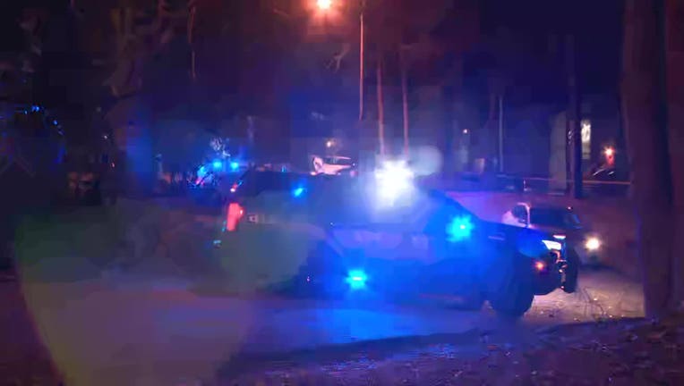 DeKalb County Police block the roadway at the Fairington Park apartments in the 5800 block of Par Three Court after a 19-year-old was found shot to death on Feb. 14, 2024.