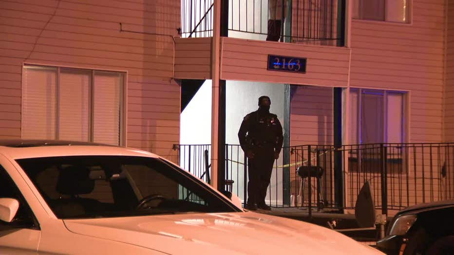 A woman was found shot to death by DeKalb County police at an apartment complex along Bedevere Circle on Feb. 14, 2024.