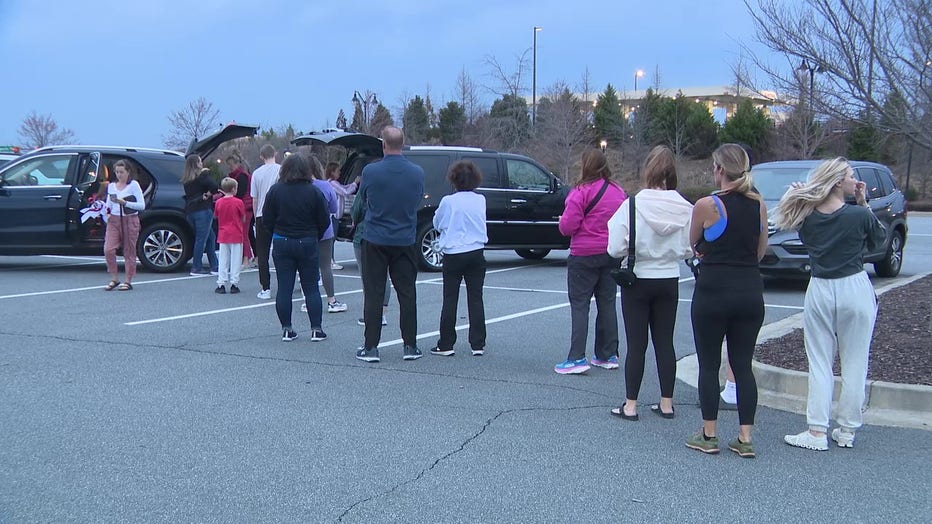 Woodstock City Church was packed with people want to buy special ribbons to honor Laken Riley on Feb. 27, 2024.