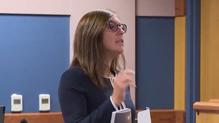 Defense attorney Nicole Fegan gives closing arguments in a Fulton County courtroom for the trial of Daquan Reed, who was accused of firing the deadly shot that killed 7-year-old Kennedy Maxie, during a session on Aug. 18, 2022.