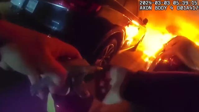 5 cars damaged by fire in Sandy Springs parking deck, 2 men arrested