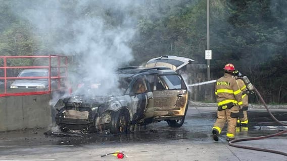 Car catches on fire at Riverdale AutoZone