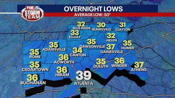 Georgia weather: Late season freeze expected in the mountains, frost elsewhere