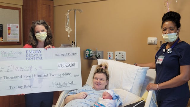First Tax Day Baby born at Emory Decatur Hospital awarded scholarship