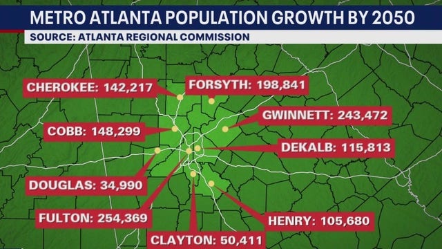 Atlanta's Population Boom: Set to surge nearly 8 million strong by 2050