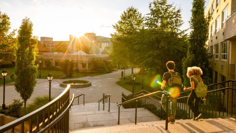 students at college campus