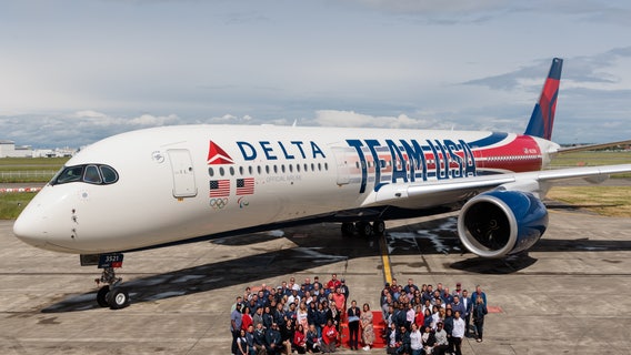Delta unveils 2024 Team USA plane at Atlanta airport