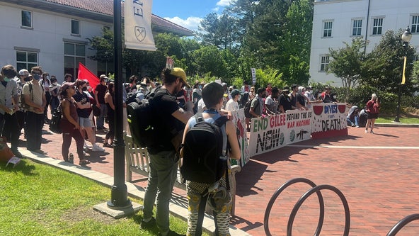 Pro-Palestinian demonstrations resume at Emory University: Protesters block admission building