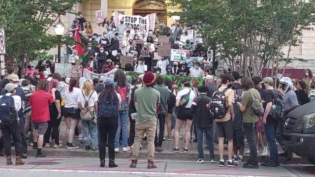 Pro-Palestine protesters march from the University of Georgia to Athens City Hall