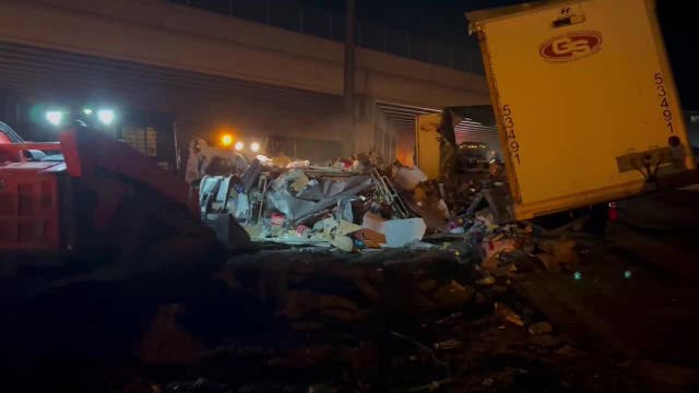 Fire destroys semi-truck carrying pet products on I-285