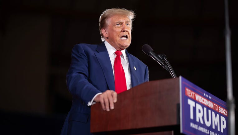 Former U.S. President Donald Trump speaks at a campaign rally on May 1, 2024, in Waukesha, Wisconsin. (Photo by Scott Olson/Getty Images)