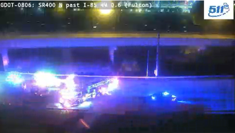 One person was killed when a car overturned along GA-400 at I-85 in Atlanta on May 15, 2024.