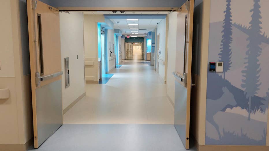 A long hospital hallway